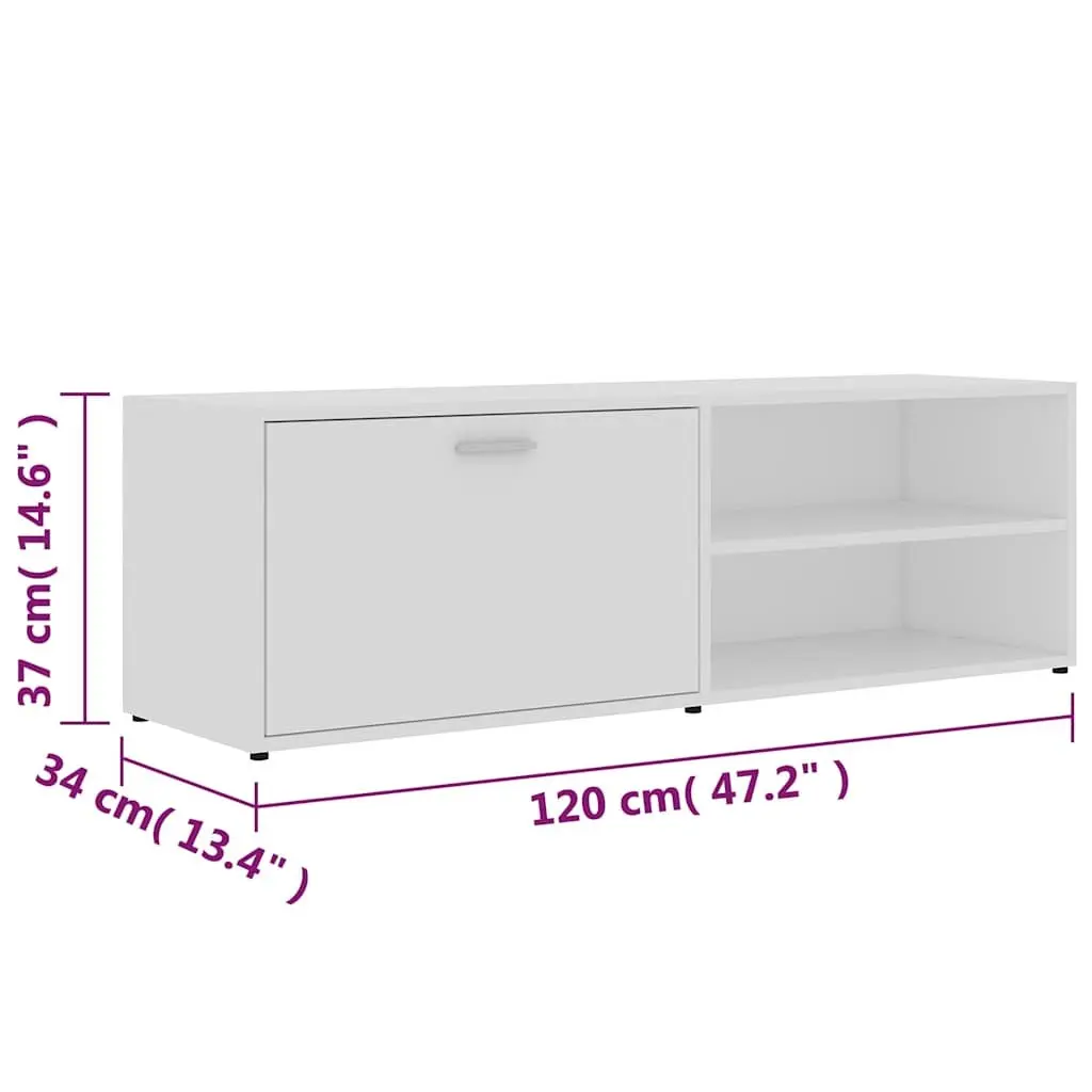 TV Cabinet Media Storage Unit Engineered Wood White 120 x 34 x 37 cm