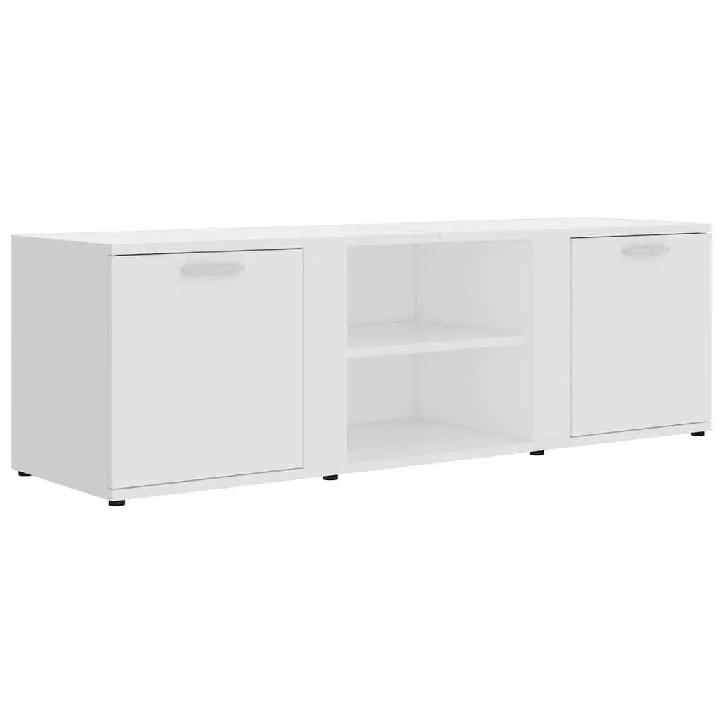 TV Cabinet Storage Unit White 120x34x37 cm with 2 Doors and 2 Open Compartments