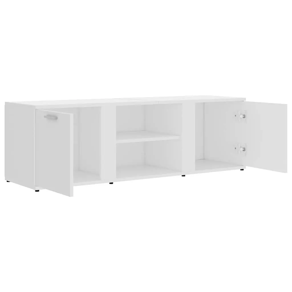 TV Cabinet Storage Unit White 120x34x37 cm with 2 Doors and 2 Open Compartments