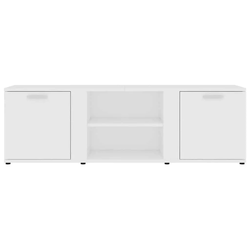 TV Cabinet Storage Unit White 120x34x37 cm with 2 Doors and 2 Open Compartments