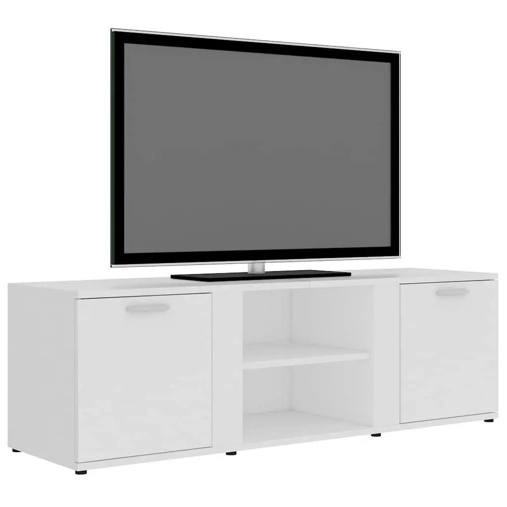 TV Cabinet Storage Unit White 120x34x37 cm with 2 Doors and 2 Open Compartments