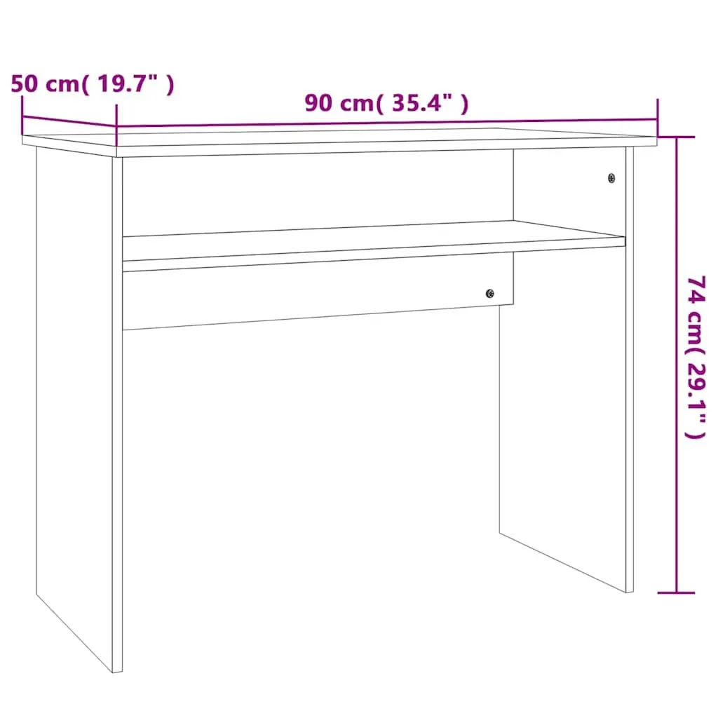 Computer Desk 90cm Grey Engineered Wood Storage Shelf Office Study Workstation