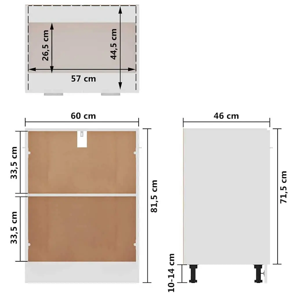 Kitchen Cabinet Storage Cupboard with Shelves 60x46x81.5cm White