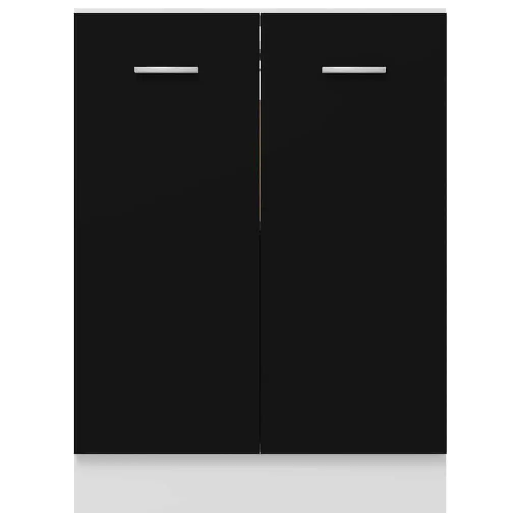 Bottom Cabinet Kitchen Storage Cupboard Black 60x46x81.5 cm 2 Doors 2 Shelves
