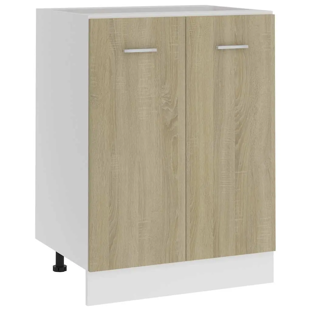Kitchen Cabinet Storage Unit 60x46x81.5 cm 2 Doors 2 Shelves Sonoma Oak