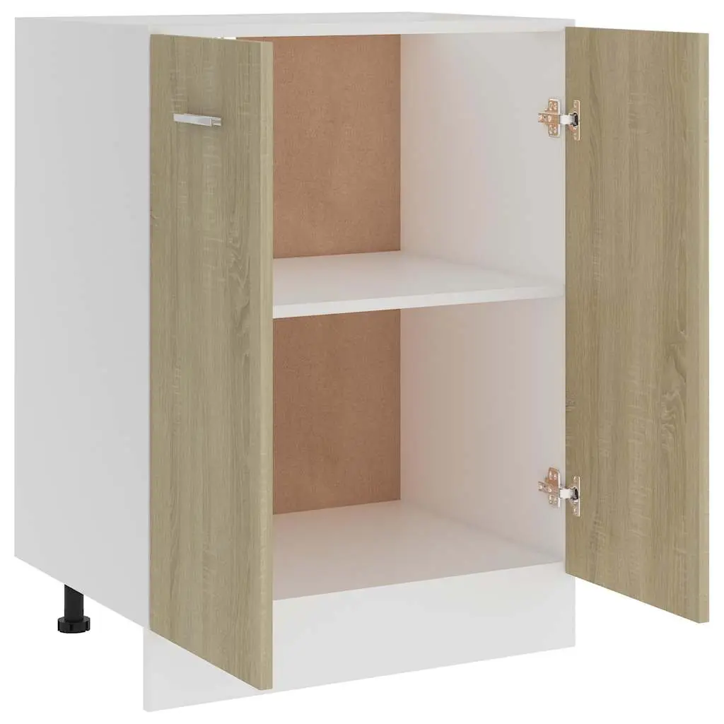 Kitchen Cabinet Storage Unit 60x46x81.5 cm 2 Doors 2 Shelves Sonoma Oak
