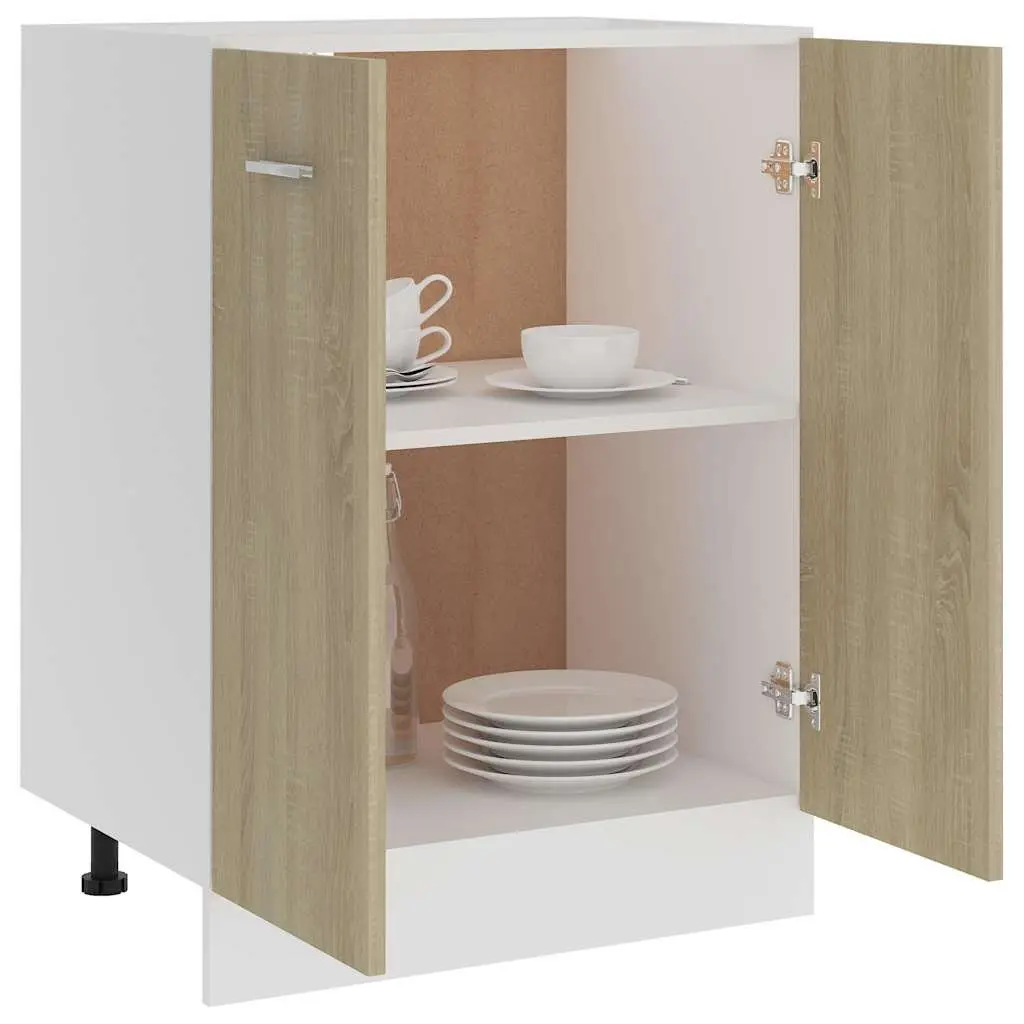 Kitchen Cabinet Storage Unit 60x46x81.5 cm 2 Doors 2 Shelves Sonoma Oak