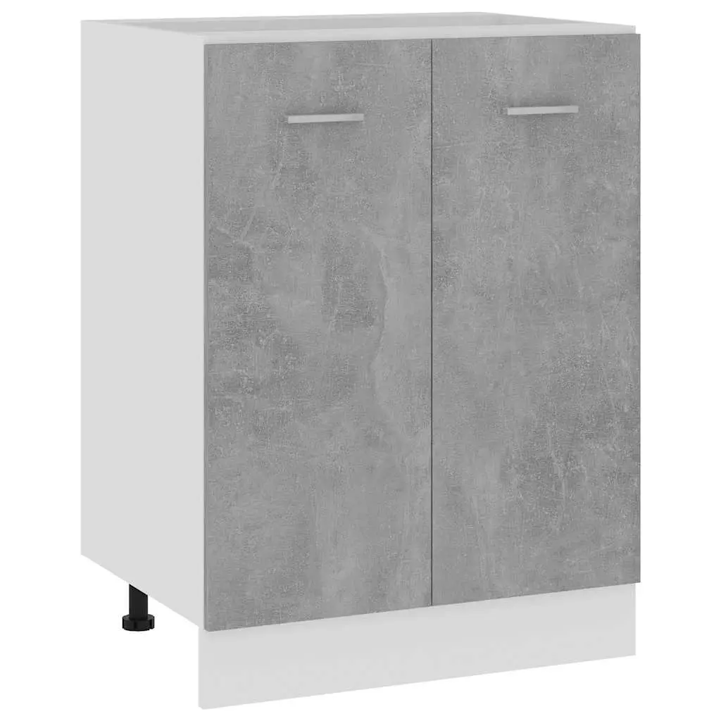 Bottom Kitchen Cabinet Storage Cupboard Grey Engineered Wood Two Doors Shelves