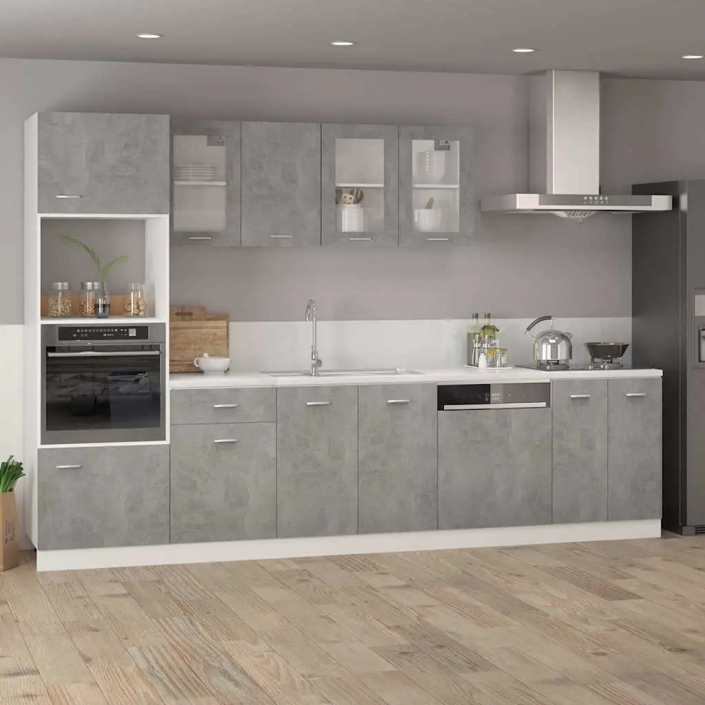 Bottom Kitchen Cabinet Storage Cupboard Grey Engineered Wood Two Doors Shelves