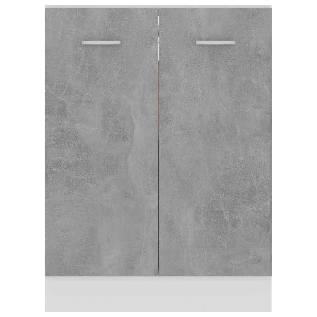 Bottom Kitchen Cabinet Storage Cupboard Grey Engineered Wood Two Doors Shelves