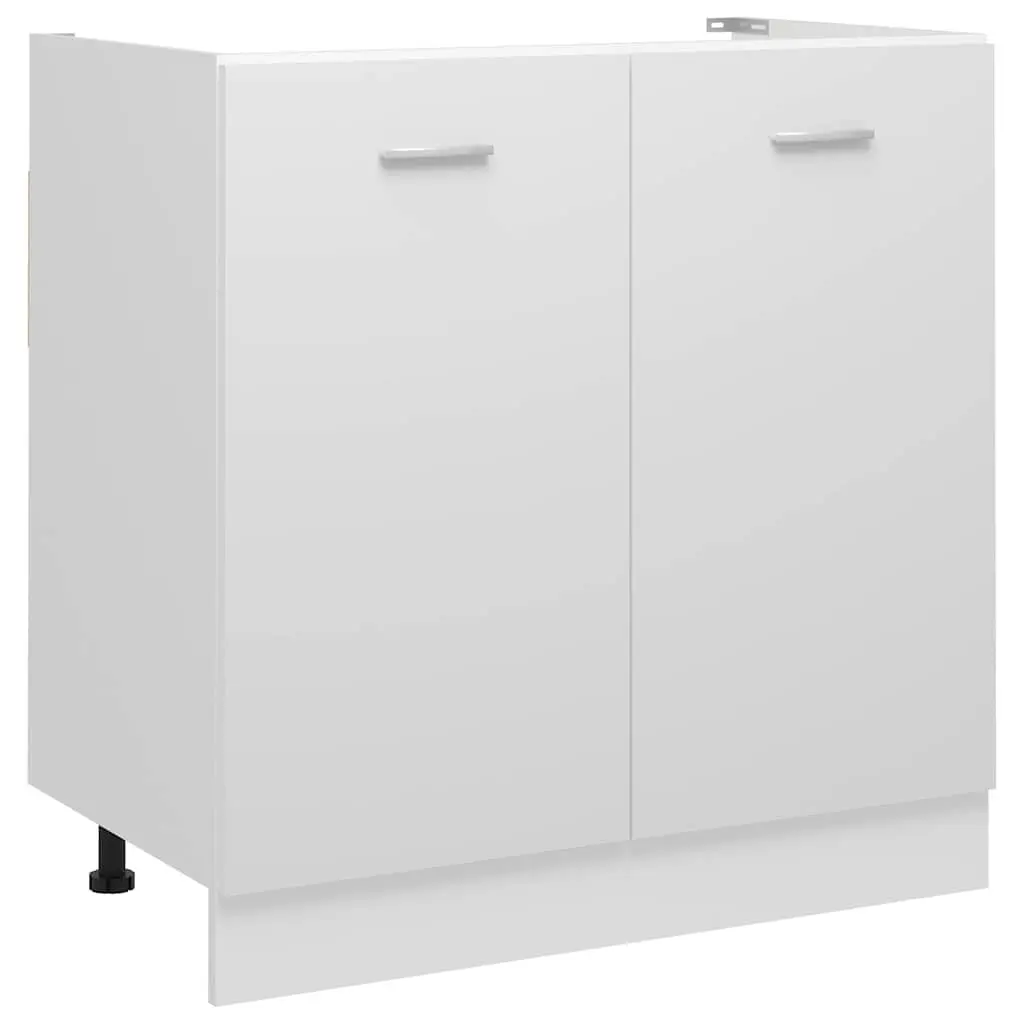 Sink Bottom Kitchen Cabinet White 80cm Wide Engineered Wood Storage Organiser
