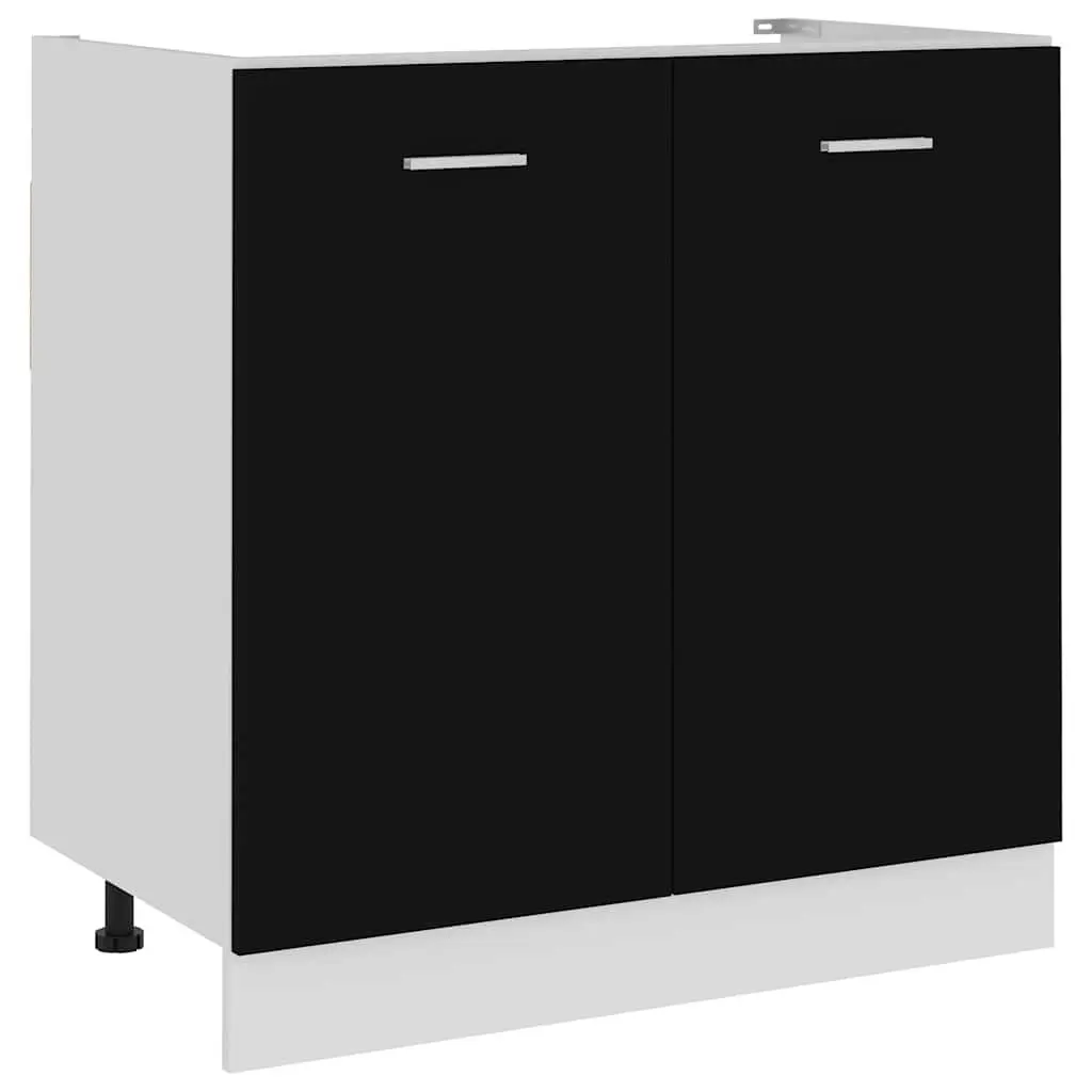 Black Kitchen Cabinet Under Sink for Storage 80x46x81.5cm