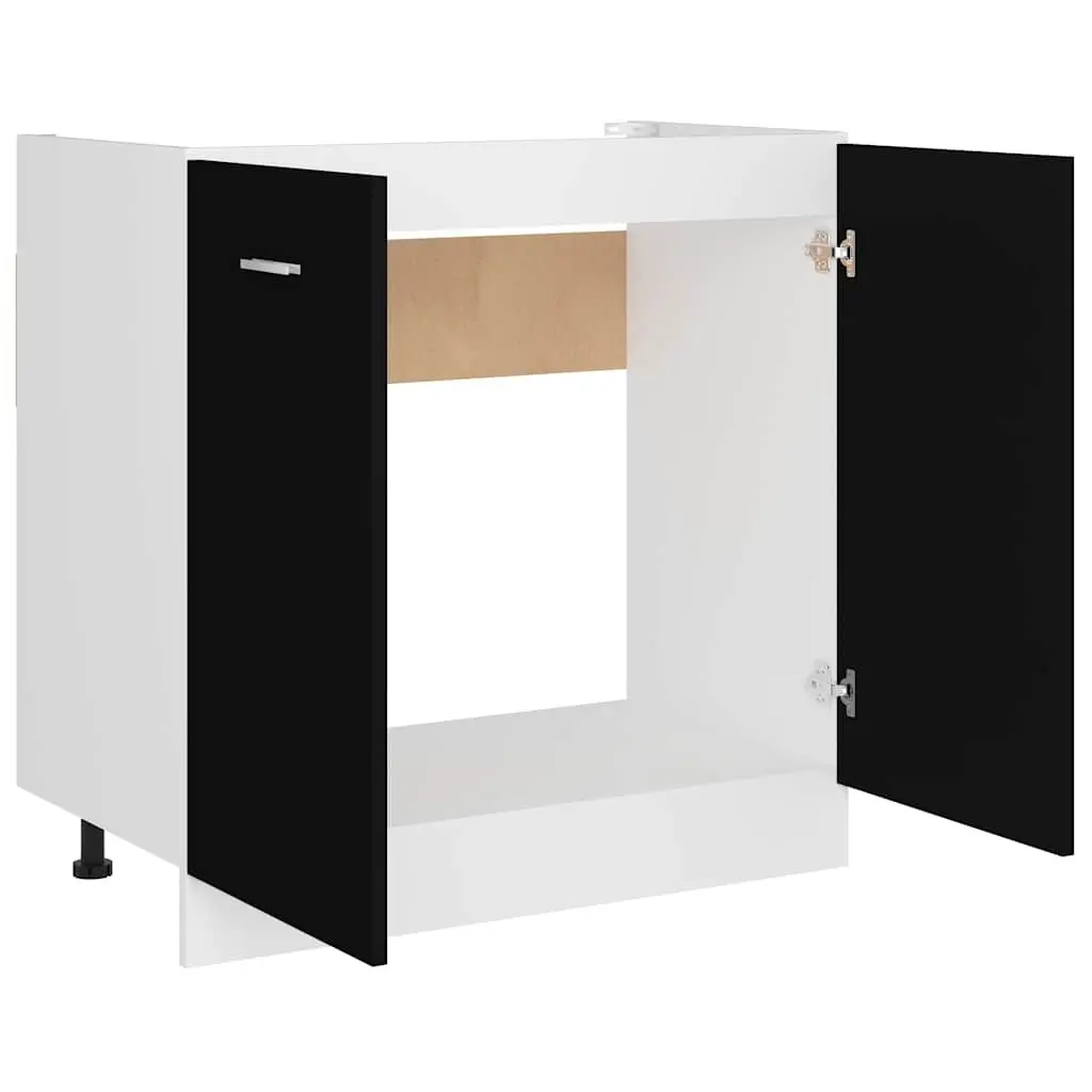 Black Kitchen Cabinet Under Sink for Storage 80x46x81.5cm