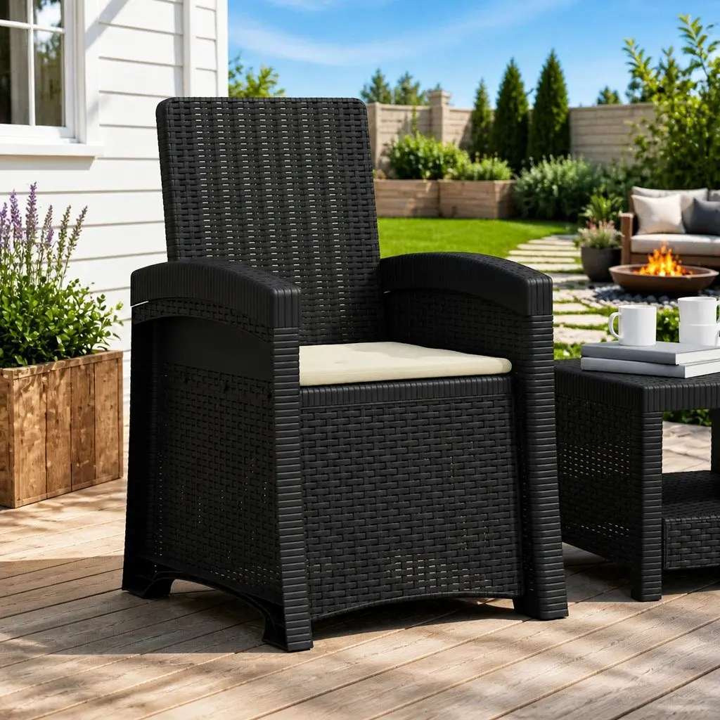 Reclining Outdoor Chair Anthracite Cream Garden Patio Seating Adjustable