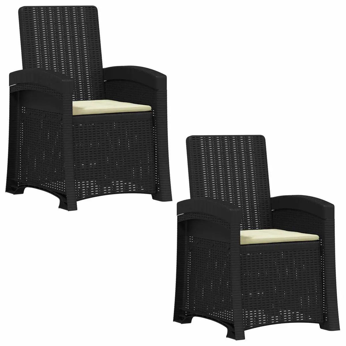 Reclining Outdoor Chair Adjustable 3 Position Anthracite 2 Pcs Garden Patio Seating