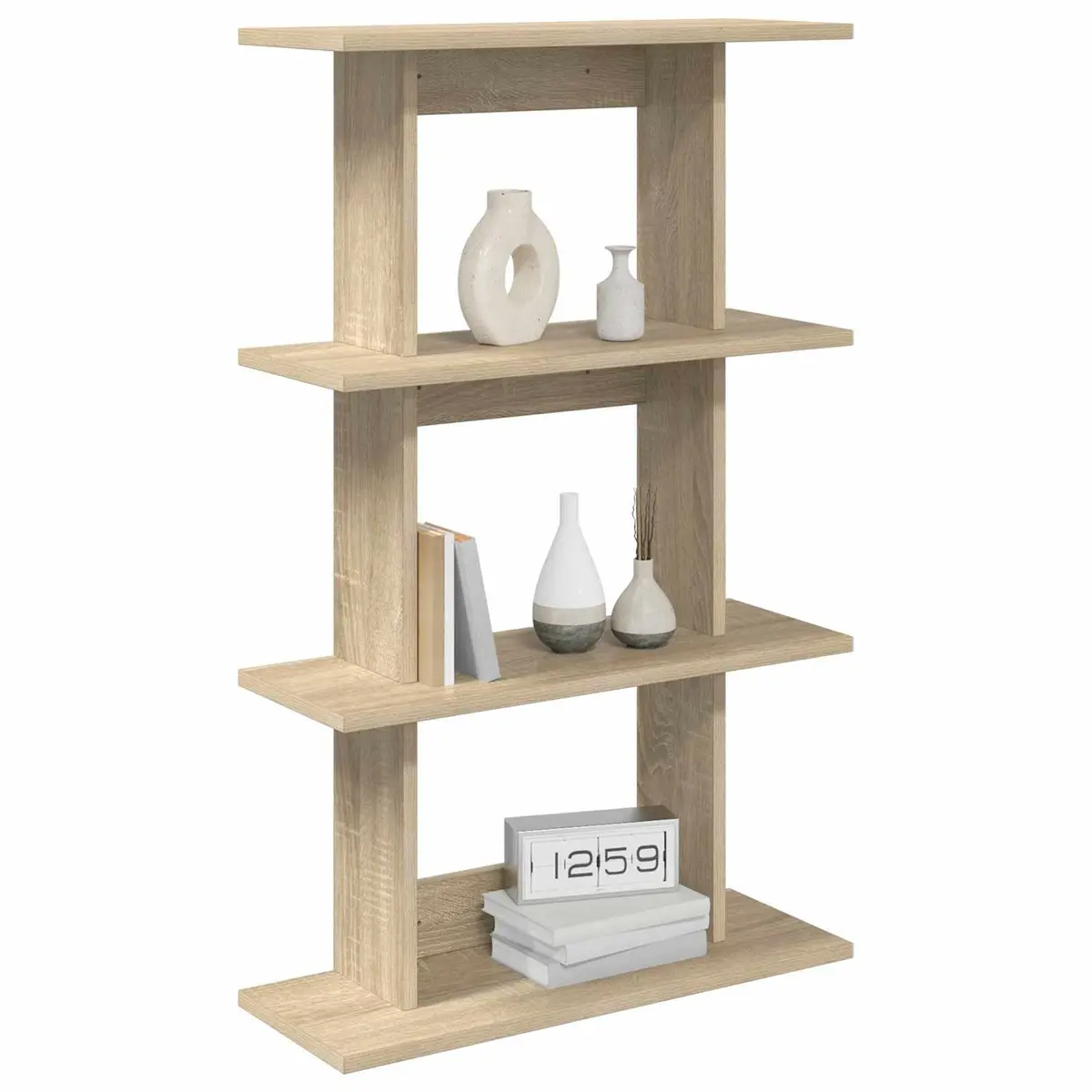 Wall Shelf Wall-Mounted Brown Sonoma Oak Storage Shelving Display Unit
