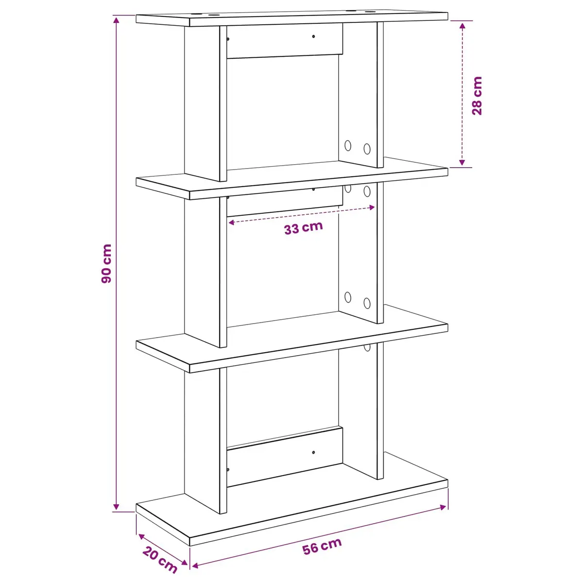 Wall Shelf Wall-Mounted Brown Sonoma Oak Storage Shelving Display Unit
