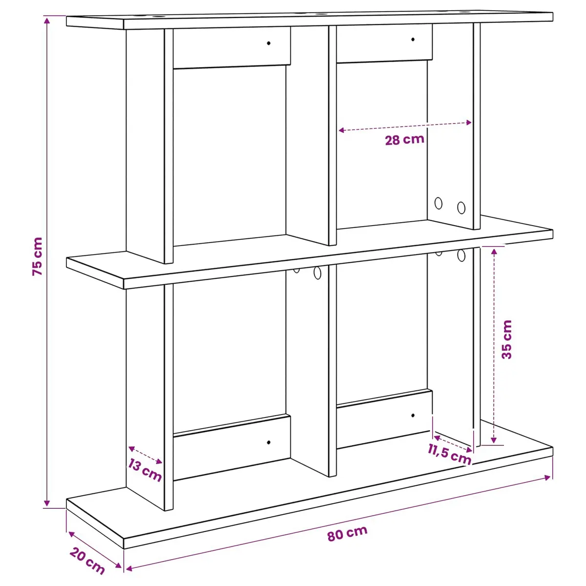 Wall Shelf Wall-Mounted Storage Shelving 80cm Brown Sonoma Oak