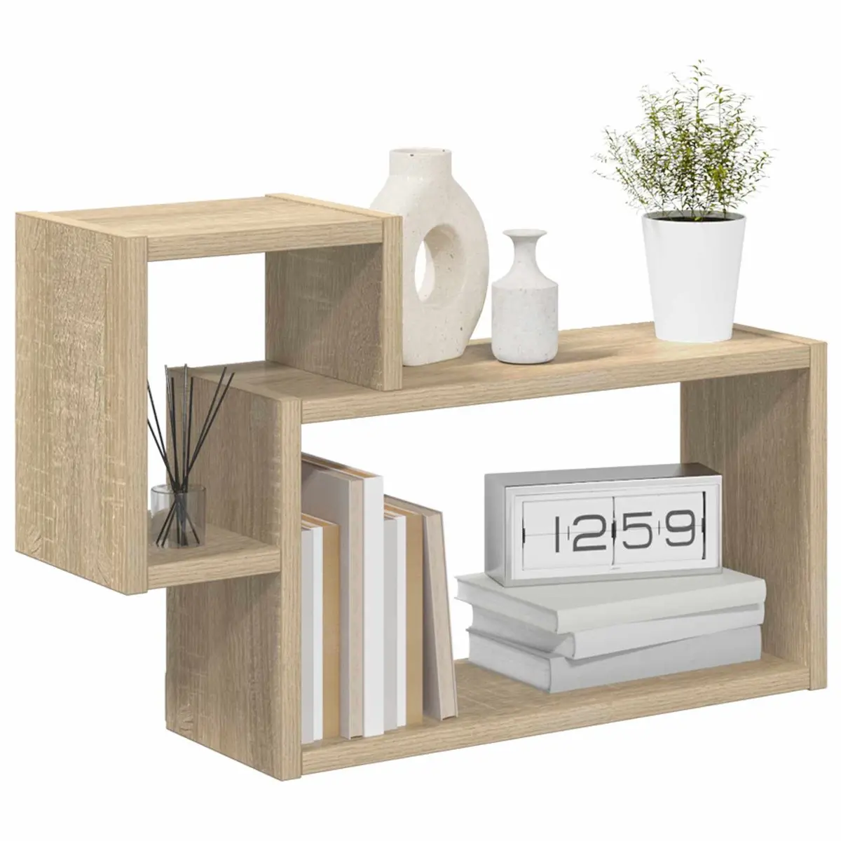 Wall Shelf Wall-Mounted Storage Brown 55 x 15 x 35 cm Modern Living Room Bedroom Décor