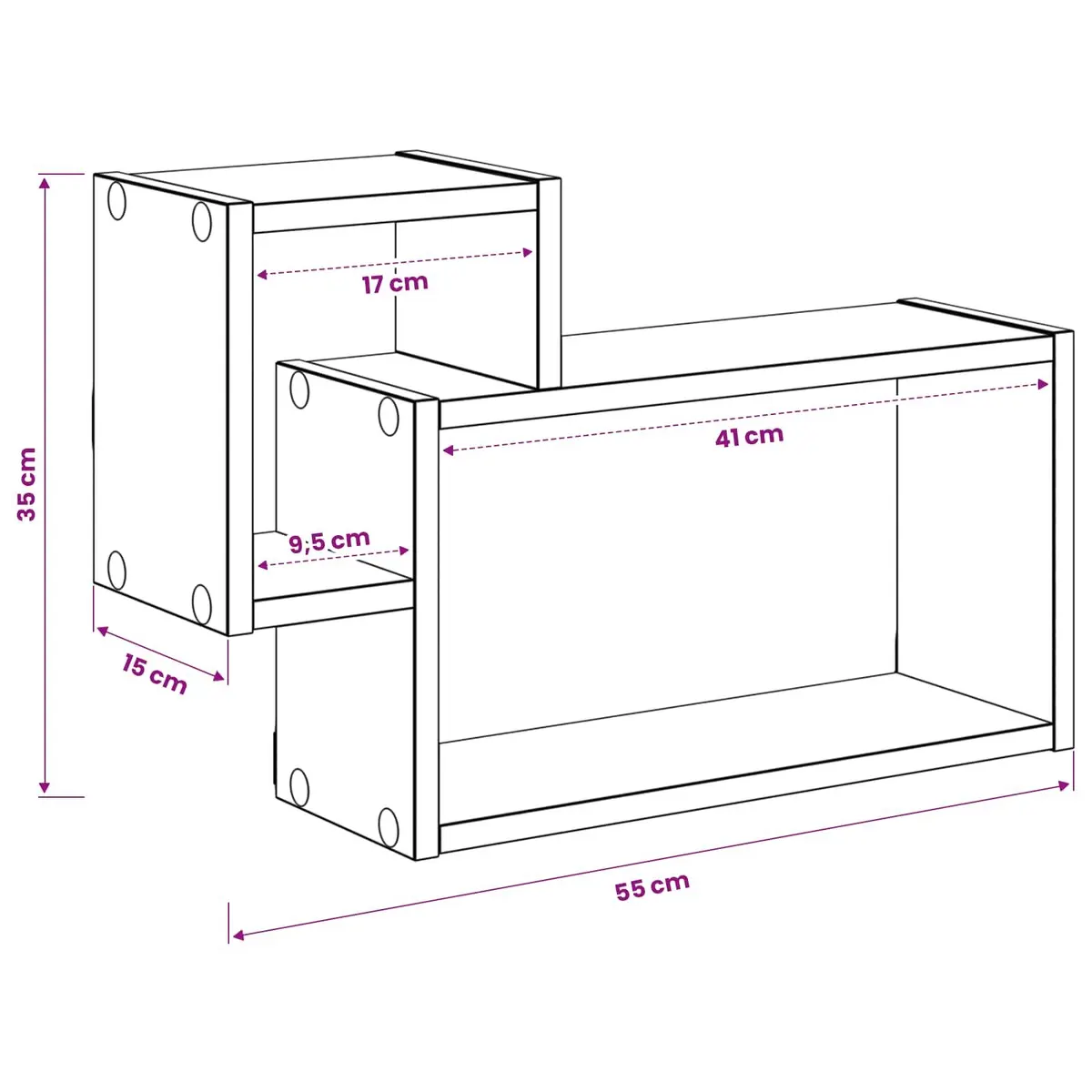 Wall Shelf Wall-Mounted Storage Brown 55 x 15 x 35 cm Modern Living Room Bedroom Décor