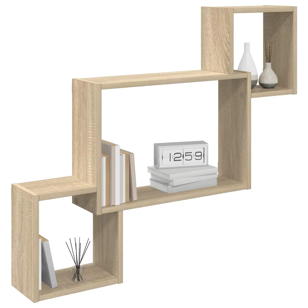 Wall Shelf Wall-Mounted Storage 91.5 x 15 x 76 cm Brown Sonoma Oak