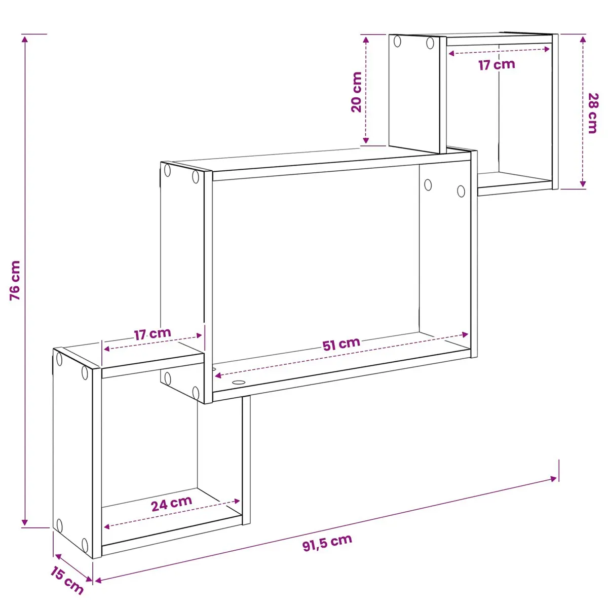 Wall Shelf Wall-Mounted Storage 91.5 x 15 x 76 cm Brown Sonoma Oak