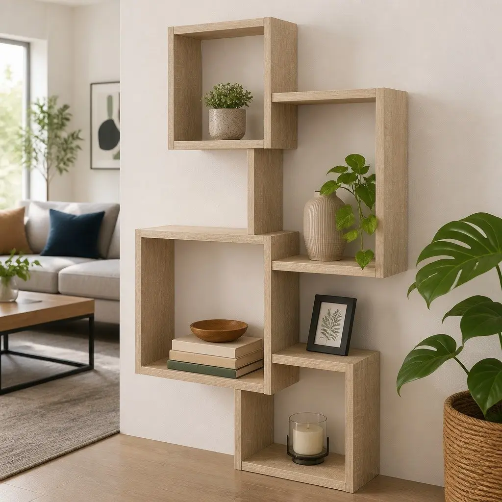 Brown Sonoma Oak Wall Cube Shelves for Storage