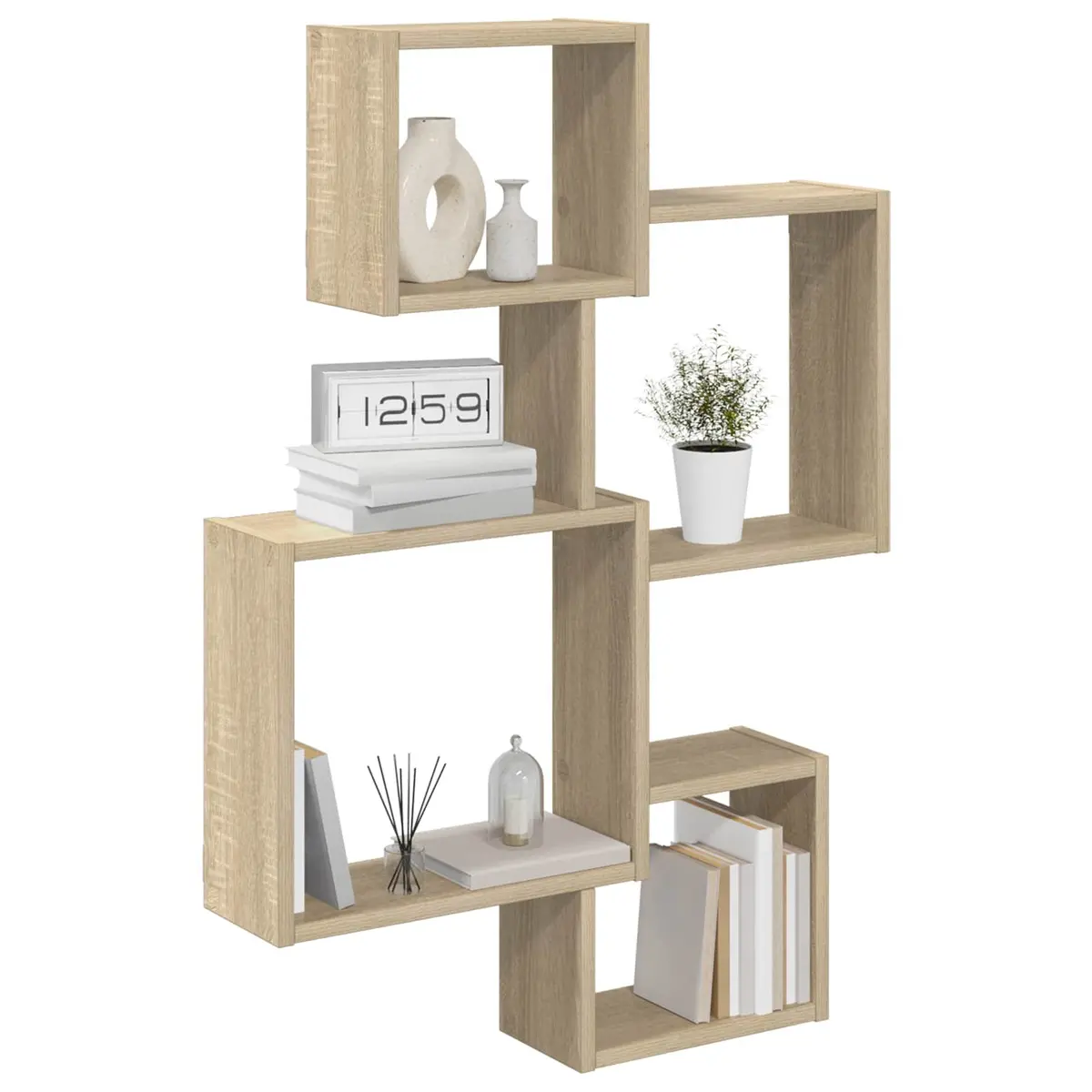 Brown Sonoma Oak Wall Cube Shelves for Storage