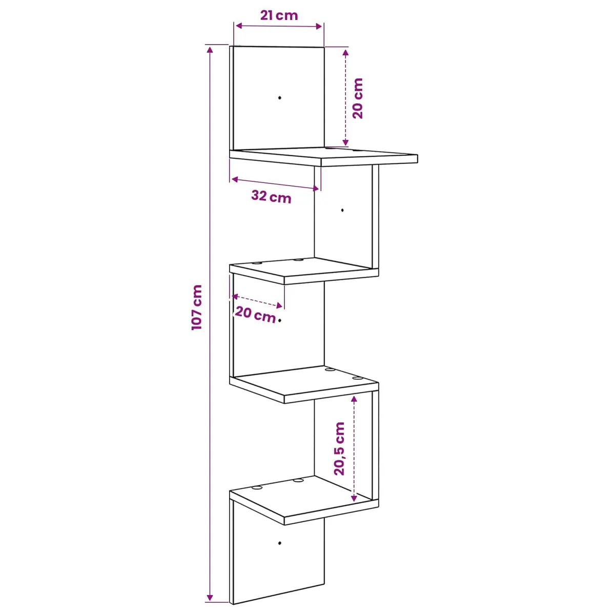 Wall Shelf Wall-Mounted Storage 32 x 21 x 107 cm Brown Engineered Wood