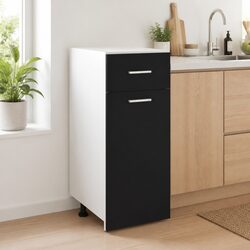 Kitchen Cabinet Drawer Bottom Storage Black 30x46x81.5cm Engineered Wood Shelves