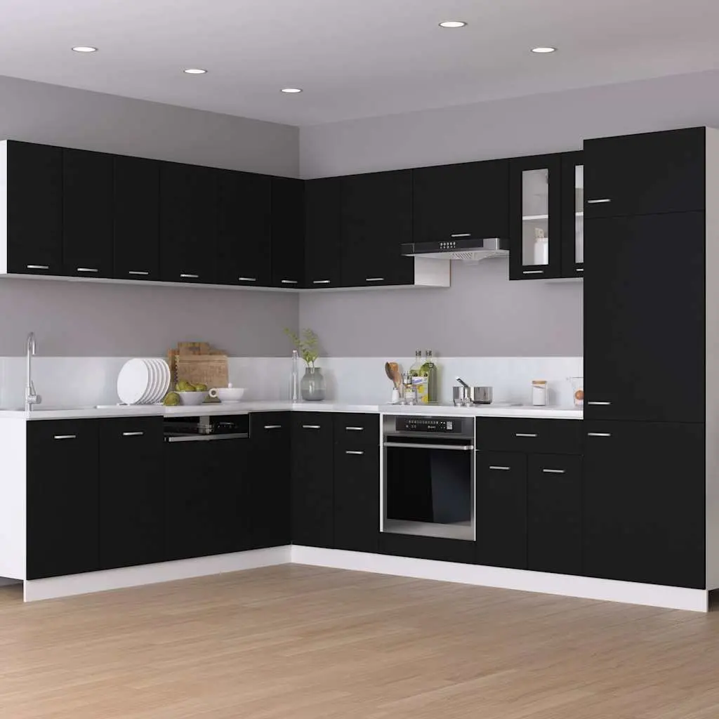 Kitchen Cabinet Drawer Bottom Storage Black 30x46x81.5cm Engineered Wood