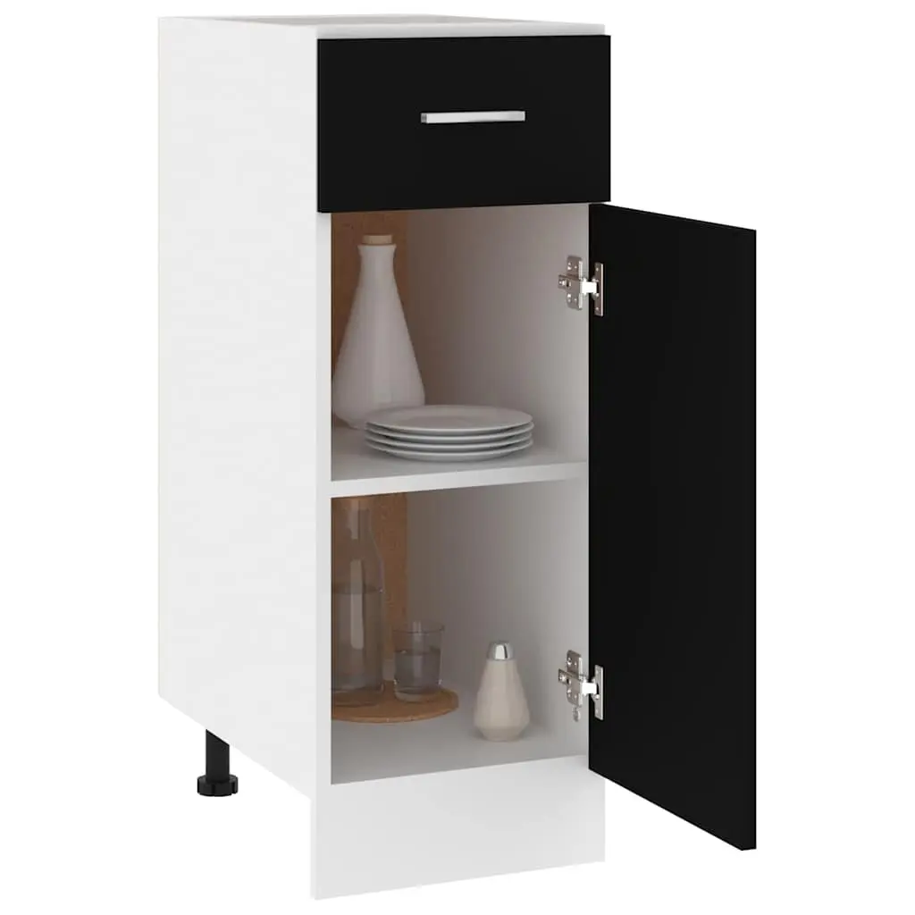 Kitchen Cabinet Drawer Bottom Storage Black 30x46x81.5cm Engineered Wood