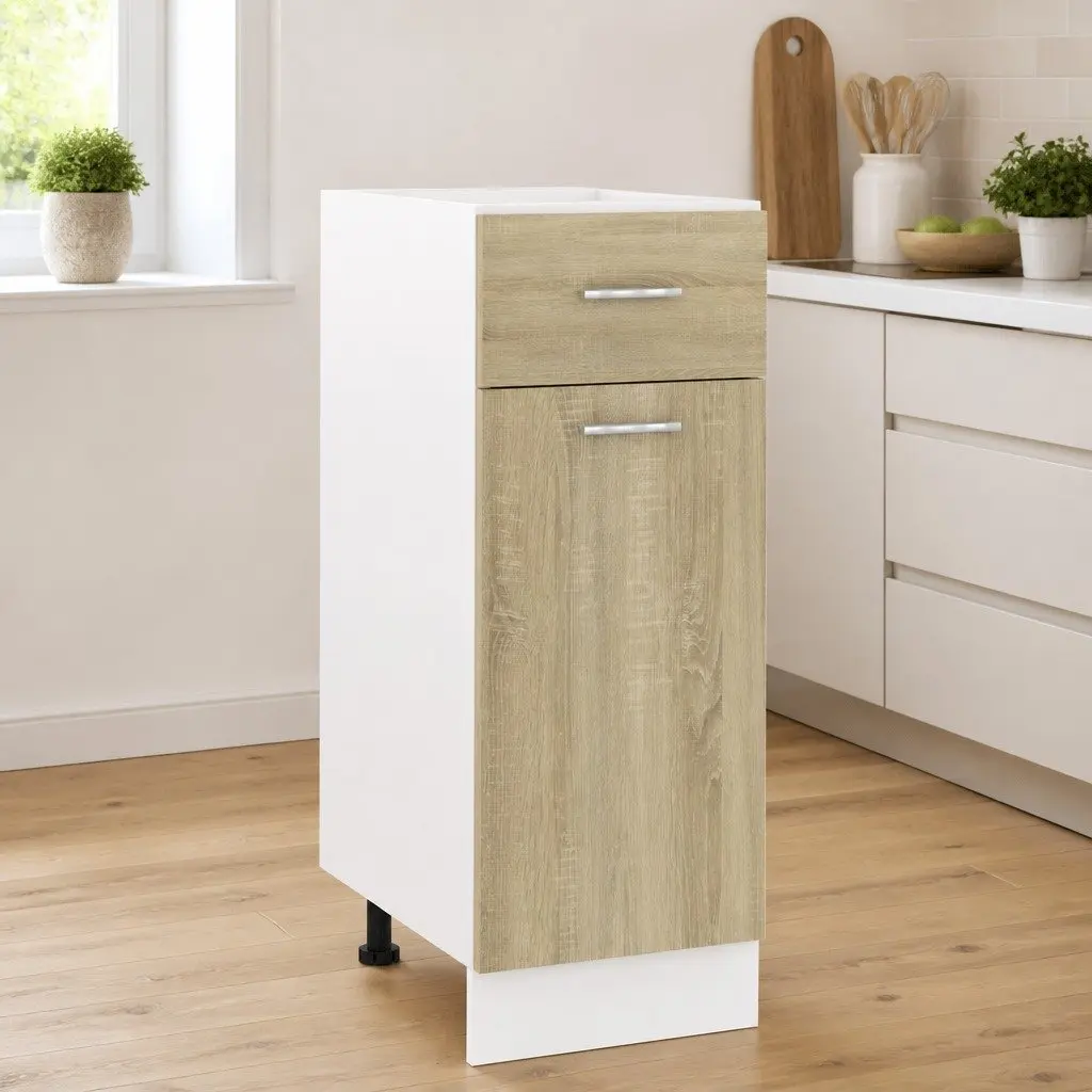 Drawer Bottom Cabinet Kitchen Storage Cupboard 30W x 46D x 81.5H cm Brown Engineered Wood