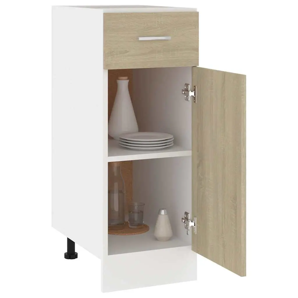 Drawer Bottom Cabinet Kitchen Storage Cupboard 30W x 46D x 81.5H cm Brown Engineered Wood
