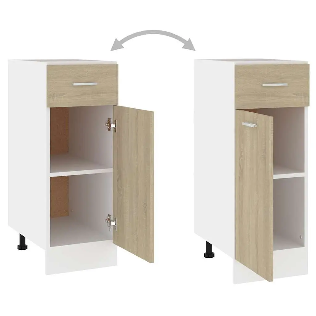 Drawer Bottom Cabinet Kitchen Storage Cupboard 30W x 46D x 81.5H cm Brown Engineered Wood