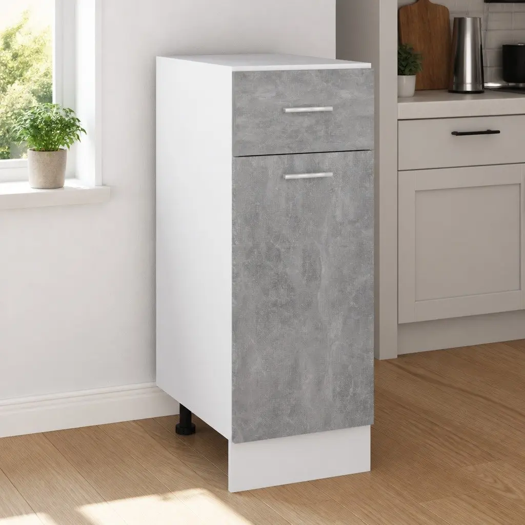 Cabinet Storage Cupboard Drawer Grey 30W x 46D x 81.5H cm