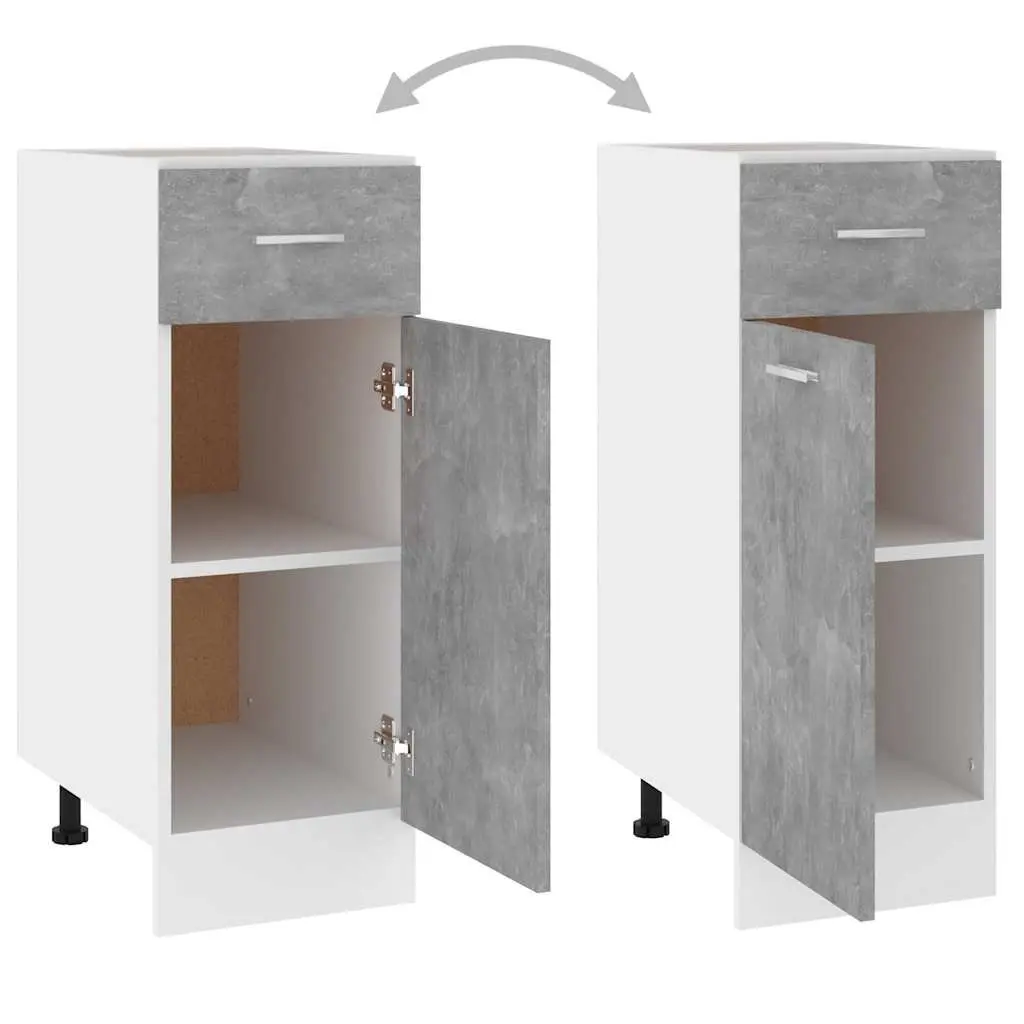 Cabinet Storage Cupboard Drawer Grey 30W x 46D x 81.5H cm