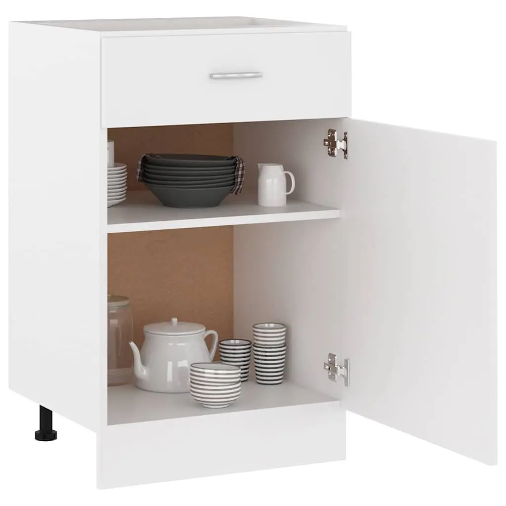Kitchen Storage Cabinet White Drawer Shelves Engineered Wood 50x46x81.5cm