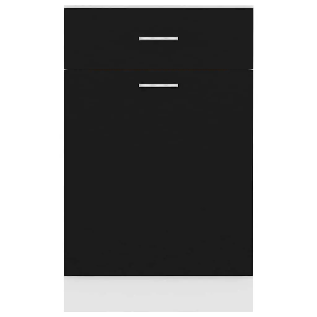 Drawer Bottom Cabinet Kitchen Storage Cupboard Black Engineered Wood Furniture