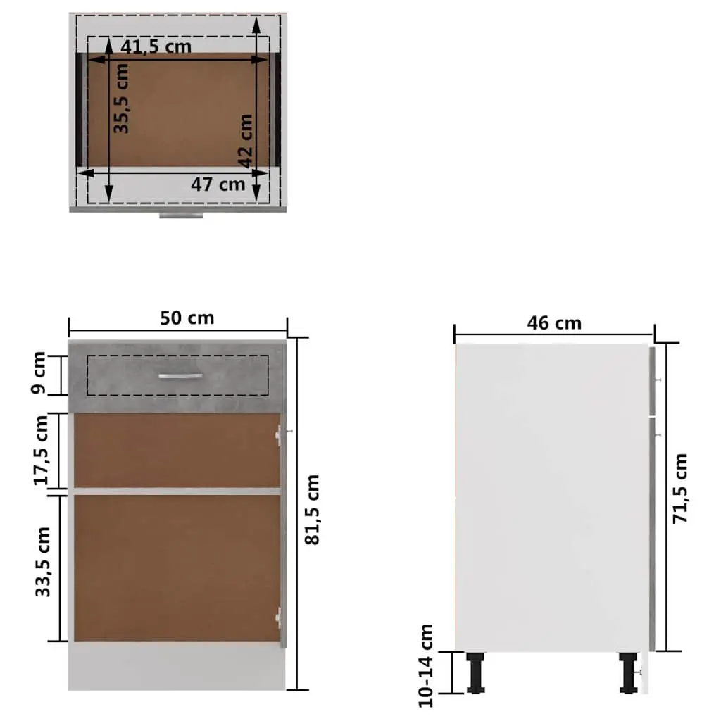 Grey Kitchen Storage Cabinet with Drawer