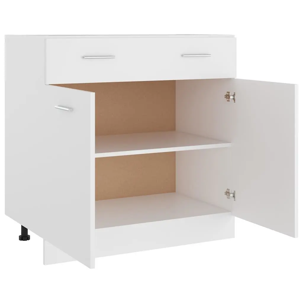 White Kitchen Cabinet Drawer Bottom Storage Unit 80x46x81.5cm Modern Engineered