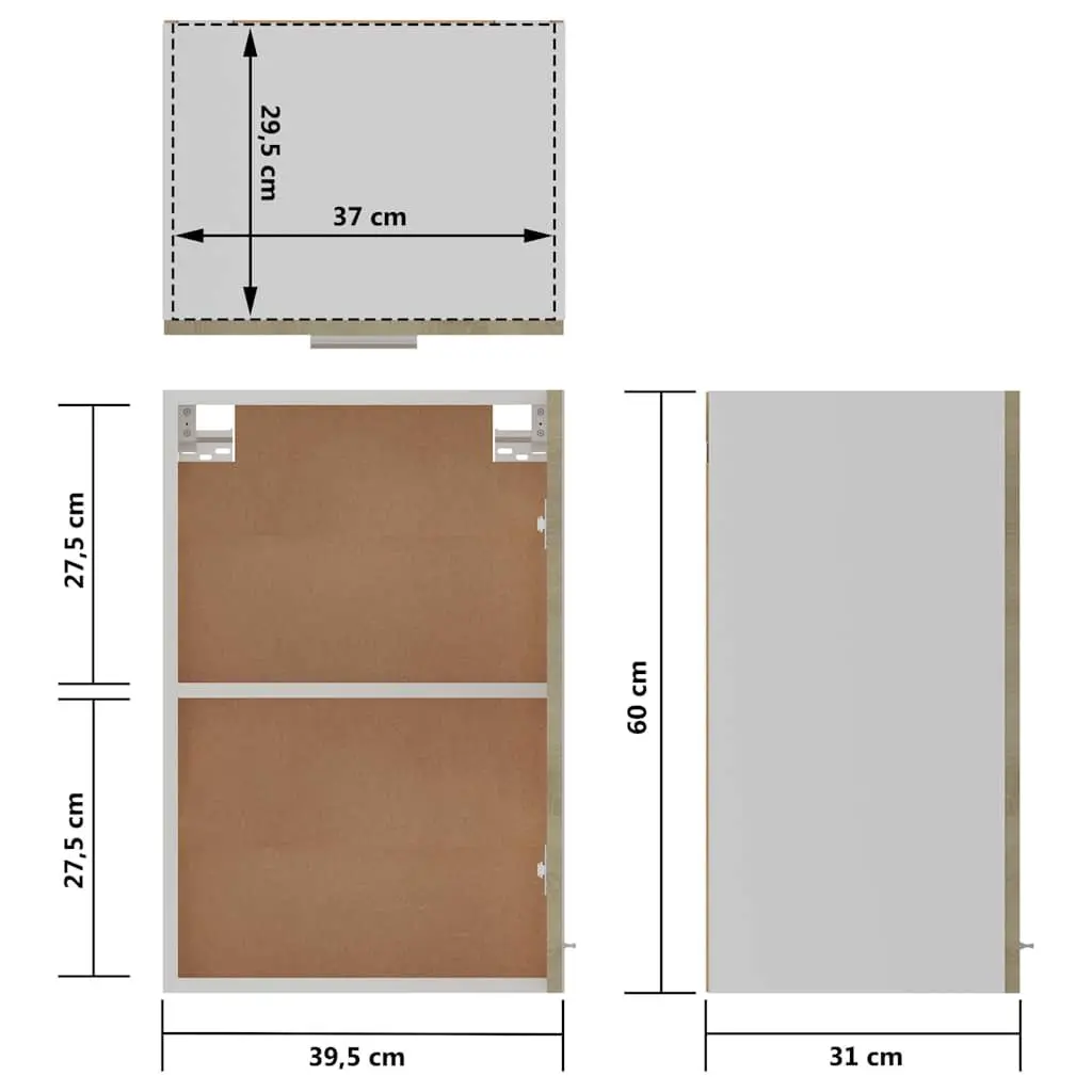 Hanging Kitchen Cabinet Brown Storage Cupboard with Door Shelves Organiser