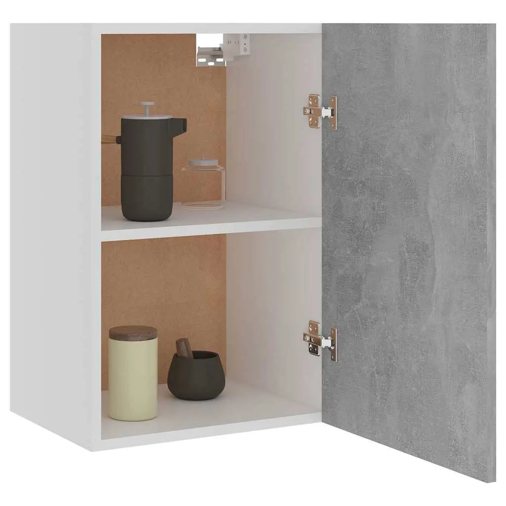 Grey Hanging Kitchen Cabinet with Shelves Door Storage Engineered Wood