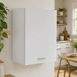 Hanging Kitchen Cabinet White Wall-Mounted Storage Engineered Wood Two Shelves