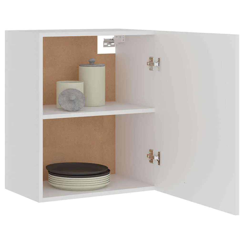 Hanging Kitchen Cabinet White Wall-Mounted Storage Engineered Wood Two Shelves