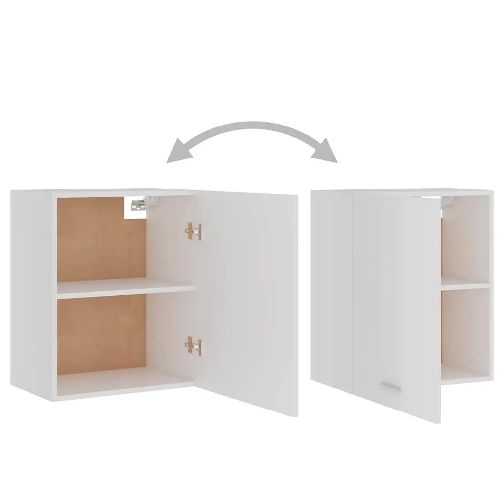 Hanging Kitchen Cabinet White Wall-Mounted Storage Engineered Wood Two Shelves