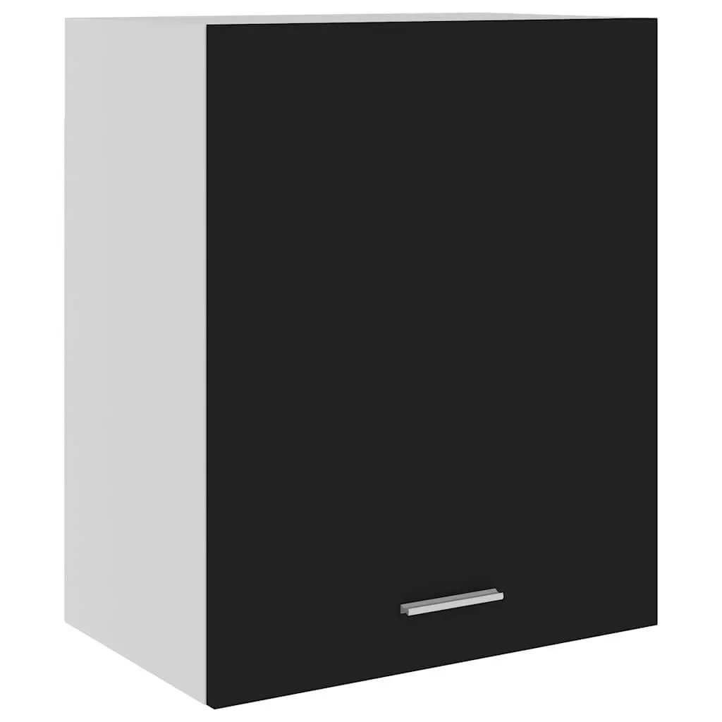 Hanging Kitchen Cabinet Black Wall Mount Storage Cupboard Engineered Wood
