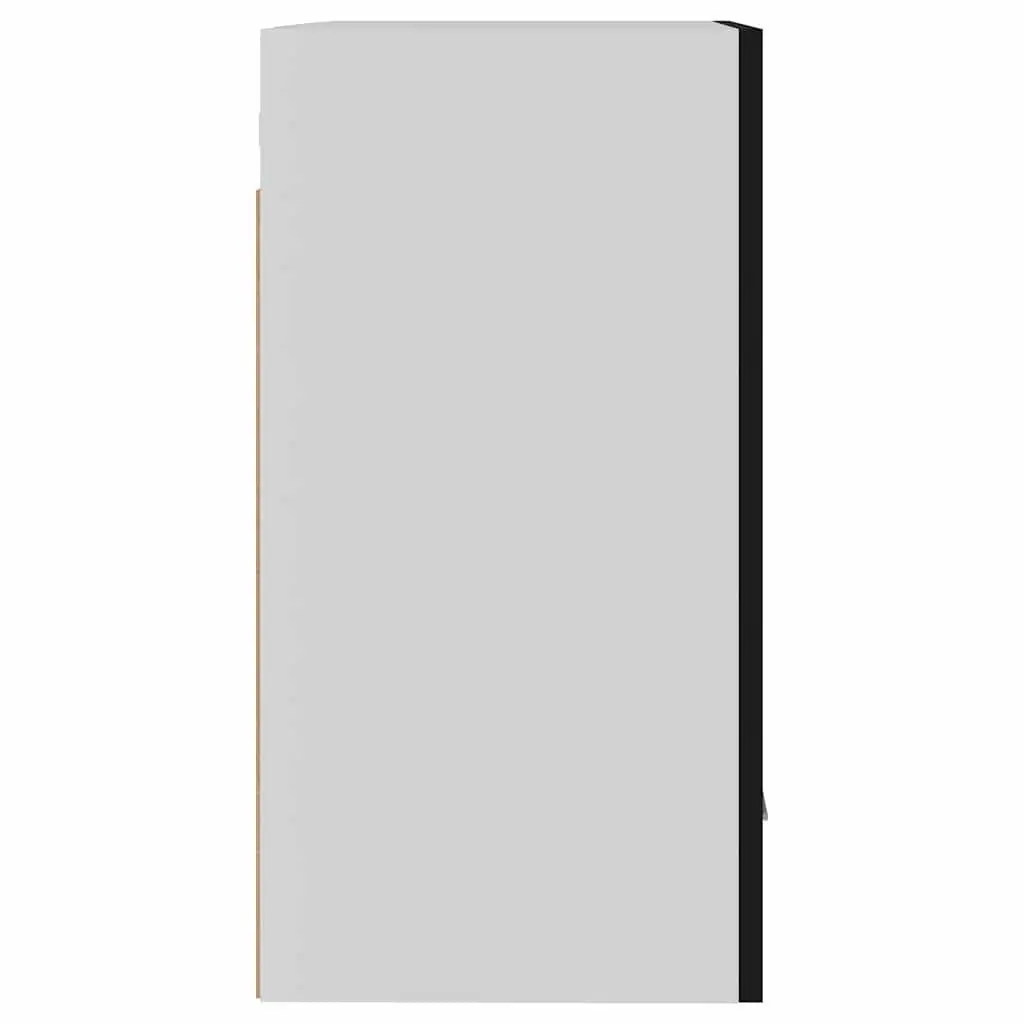 Hanging Kitchen Cabinet Black Wall Mount Storage Cupboard Engineered Wood