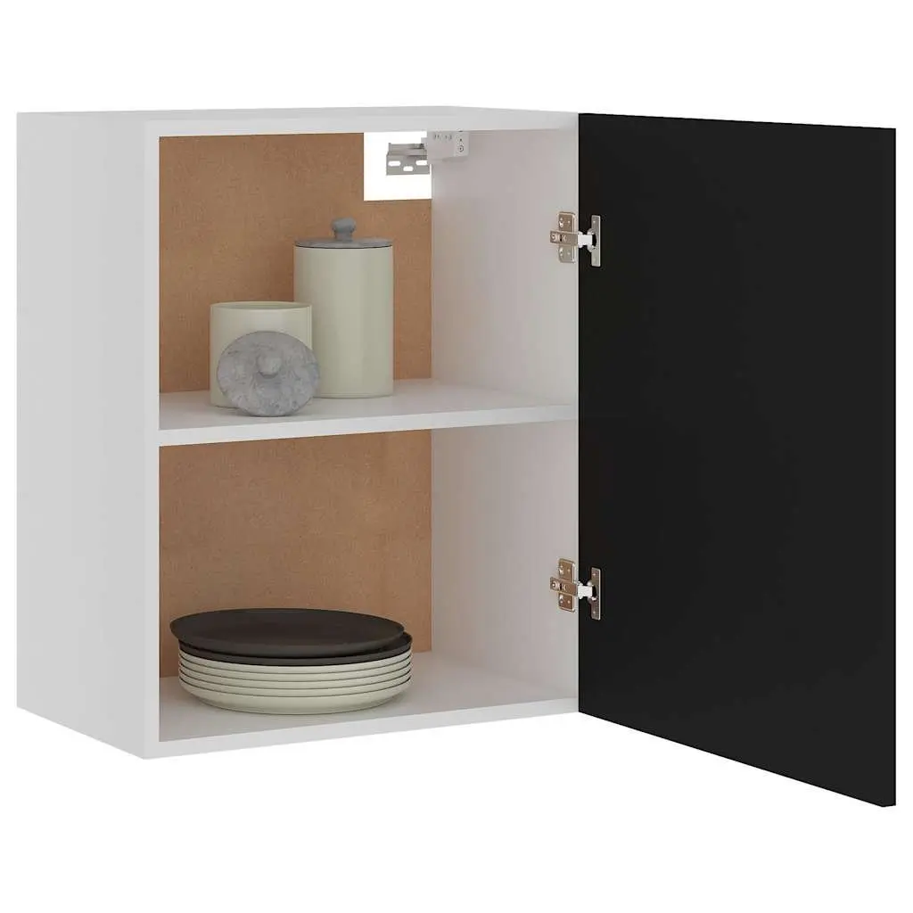 Hanging Kitchen Cabinet Black Wall Mount Storage Cupboard Engineered Wood