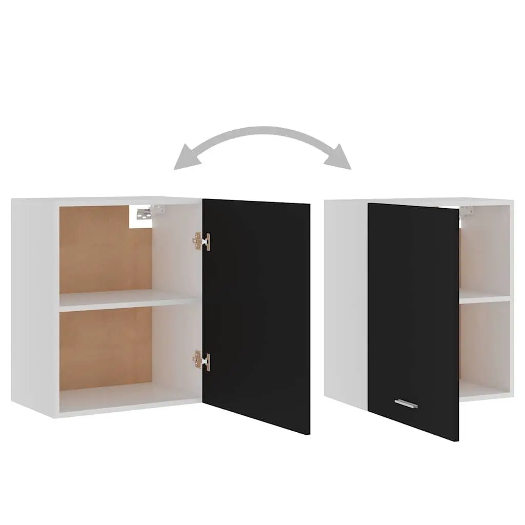 Hanging Kitchen Cabinet Black Wall Mount Storage Cupboard Engineered Wood